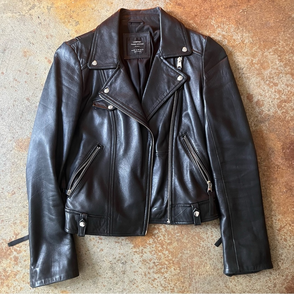 Zara Black Leather Biker Jacket